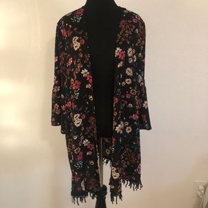 Floral bell sleeve boho kimono